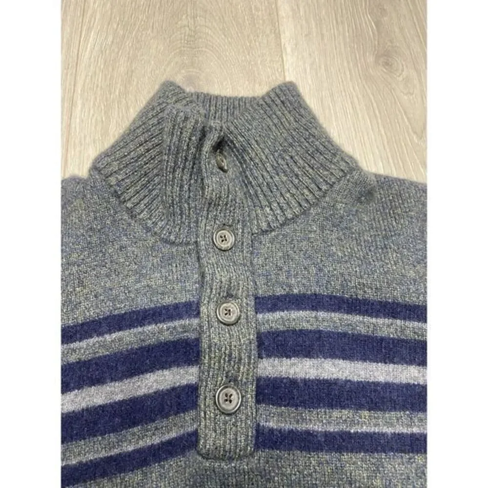 Banana Republic Sweater Men XL Merino‎ Wool Extra Fine Italian Henley Striped